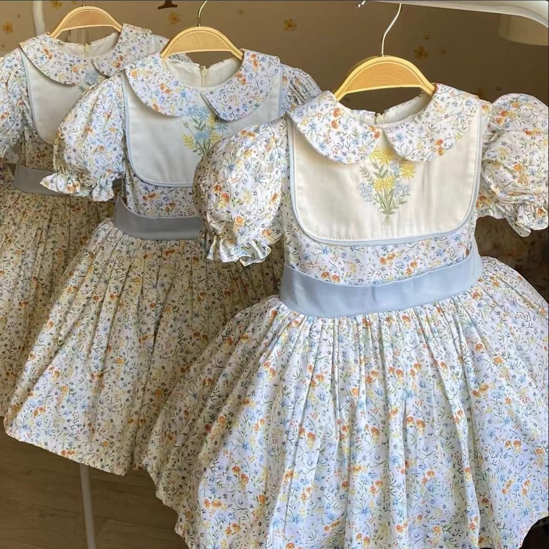 Embroidery Yellow Dress - Sukienka dla dziewczynki 0-12 lat, letnia,